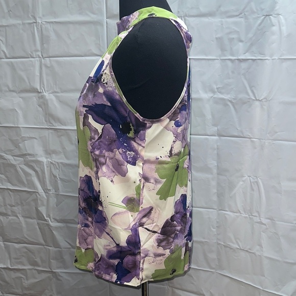 NWT Floral Halter Blouse in Purple and Green size medium - Picture 3 of 4